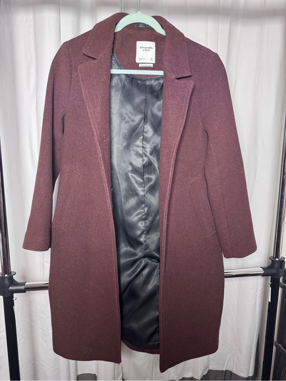 Abercrombie & Fitch Women's Burgundy Wool-Blend Pea Coat SP